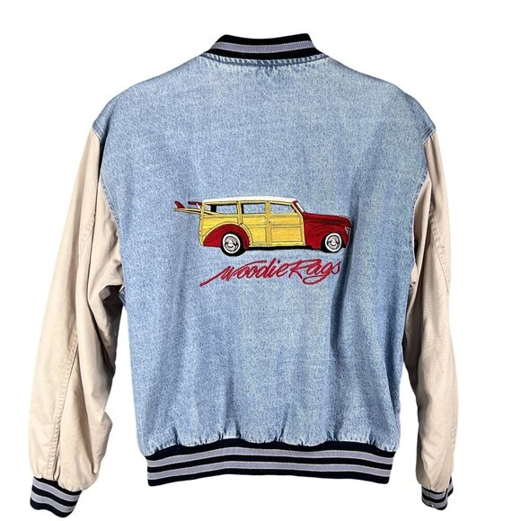 Vintage Port Authority Varsity Jacket L Embroidered Woody Rags Car Connoisseur - Picture 1 of 16